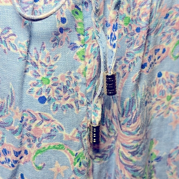 Lilly Pulitzer Taron Linen Pants Peri Blue The Turtle Package EUC Women’s Small - Picture 4 of 14